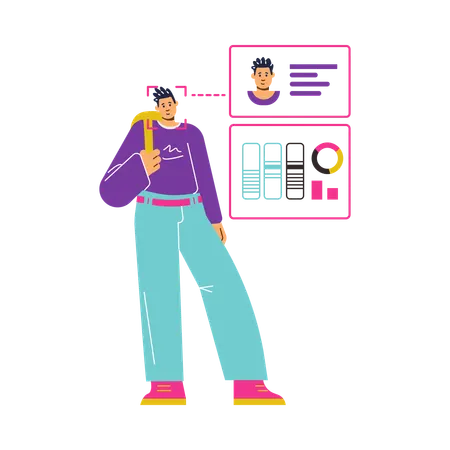 Man giving face id for security verification  Illustration
