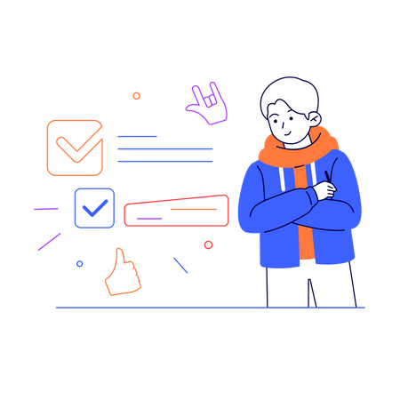 Man giving feedback and comment Illustration