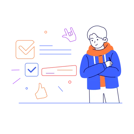 Man giving feedback and comment  Illustration