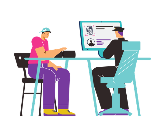 Man giving fingerprinting for police file  Illustration
