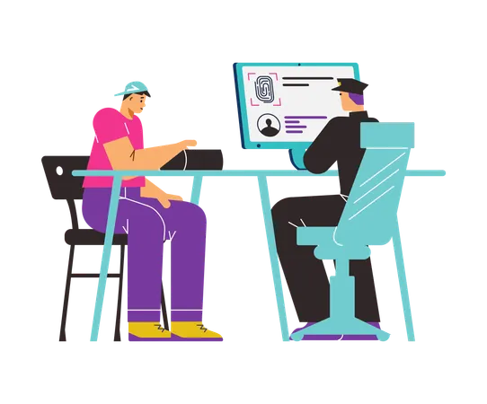 Man giving fingerprinting for police file  Illustration