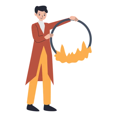 Man giving Fire Ring Performance  Illustration