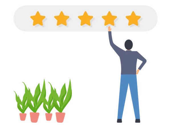 Man giving five star feedback  Illustration