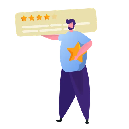 Boy giving five star rating Illustration