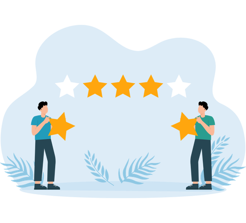 Man giving Five star review  Illustration