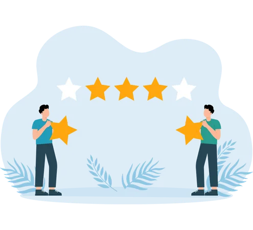 Man giving Five star review  Illustration