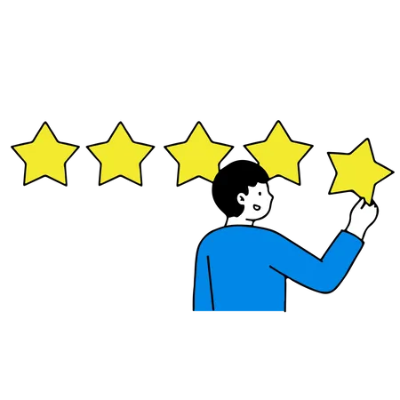 Man giving five stars rating  Illustration