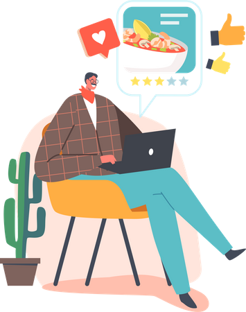 Man giving food review  Illustration