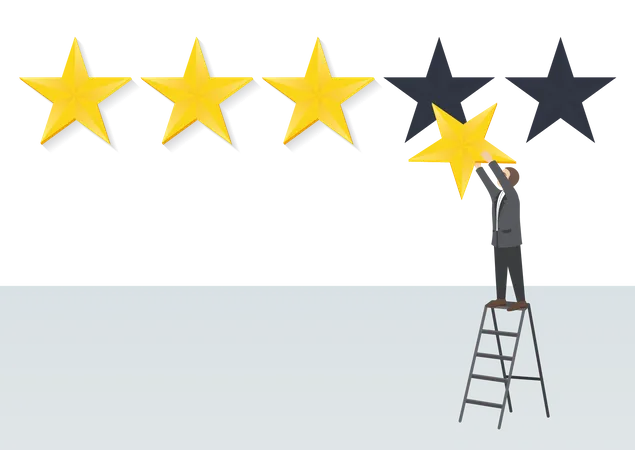 Man giving four stars rating  일러스트레이션