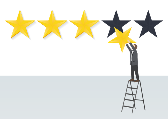 Man giving four stars rating  Illustration
