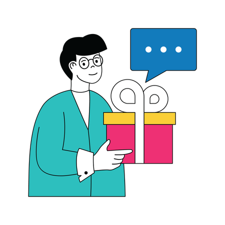 Man giving gift  Illustration