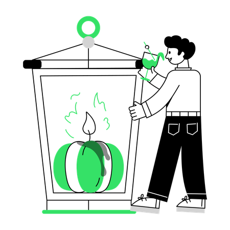 Man giving gift on Thanksgiving Day  Illustration