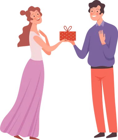 Man giving gift to girl  Illustration