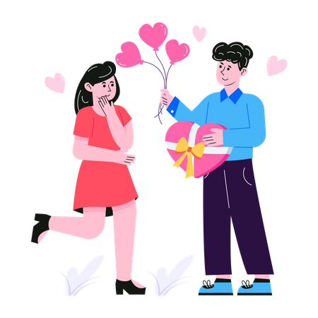 Man giving gift to girlfriend  イラスト