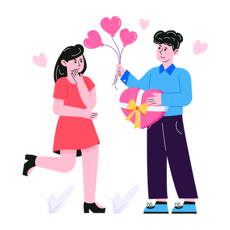 Man giving gift to girlfriend  Illustration