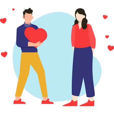 Man giving heart to girl  Illustration