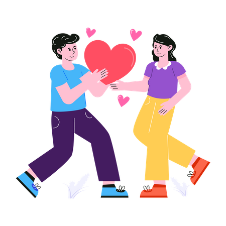 Man giving heart to girlfriend  Illustration