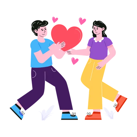 Man giving heart to girlfriend  Illustration