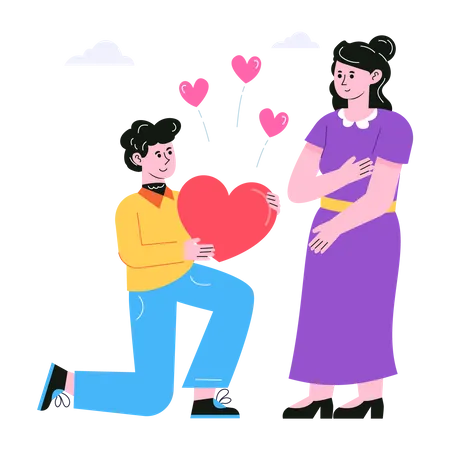 Man giving heart to girlfriend  Illustration