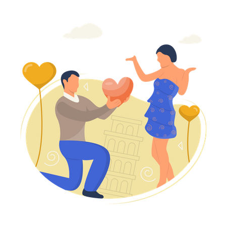 Man giving heart to woman on valentines  Illustration