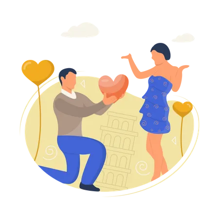 Man giving heart to woman on valentines  Illustration