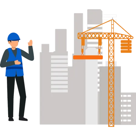 Man giving instructions at construction site  Illustration