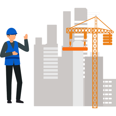 Man giving instructions at construction site  Illustration