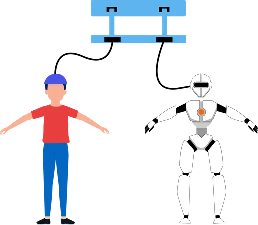 Man giving instructions to robot  Illustration