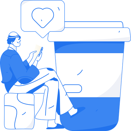 Man giving like for coffee  Illustration