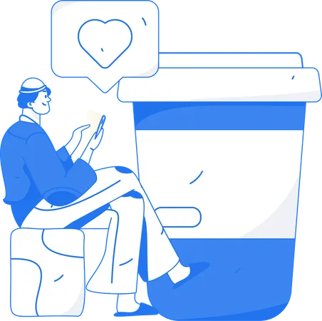 Man giving like for coffee  Illustration