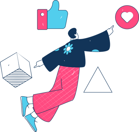 Man giving like on social media  Illustration