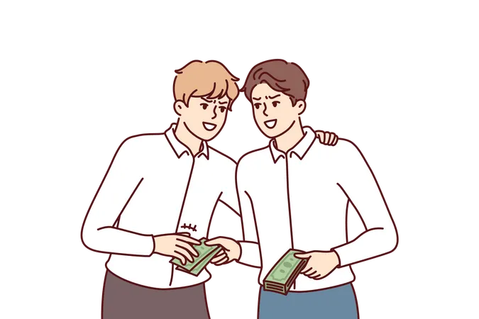 Man giving money to boy  Illustration