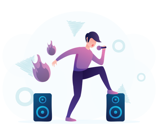Man giving musical performance  Illustration
