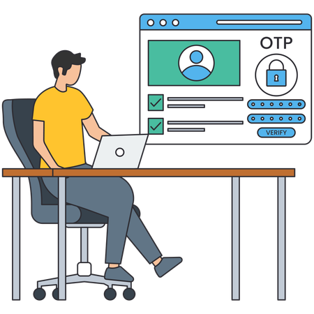 Man giving One time password for login  Illustration