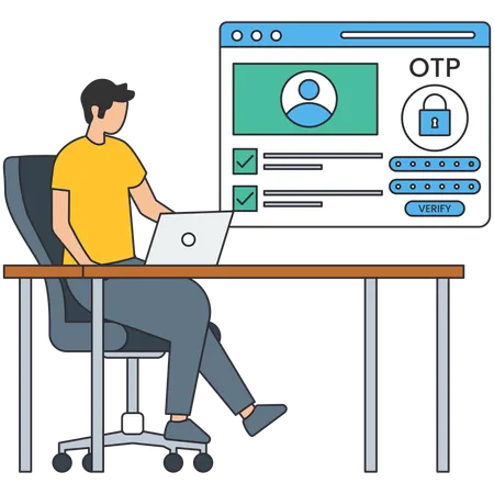 Man giving One time password for login  Illustration