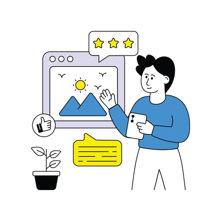 Man giving online feedback  Illustration