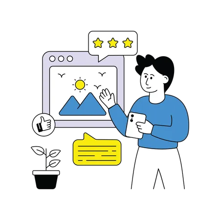 Man giving online feedback  Illustration