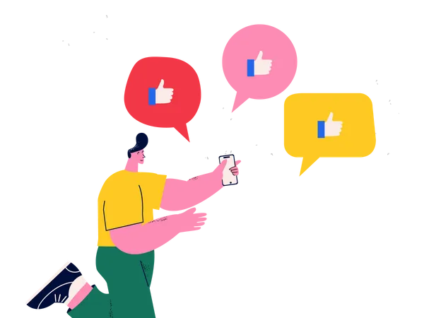 Man giving online feedback  Illustration