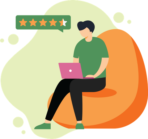 Man giving online feedback  Illustration