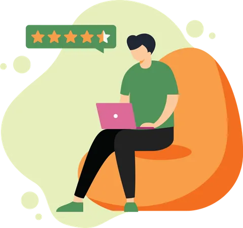 Man giving online feedback  Illustration