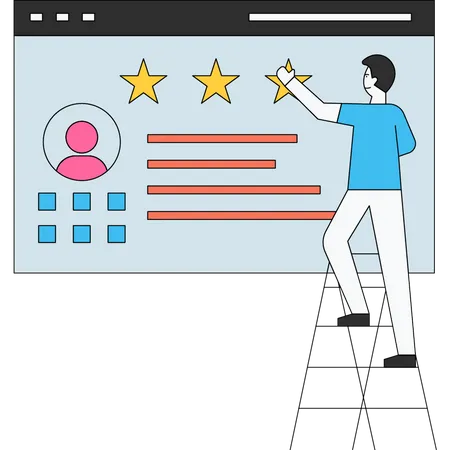 Man giving online feedback  Illustration