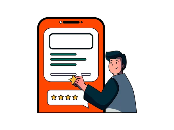 Man giving online positive rating  Illustration