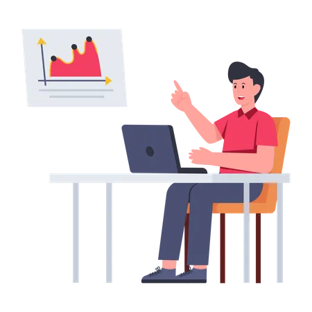 Man giving online presentation  Illustration