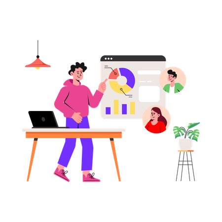 Man giving Online Presentation  Illustration