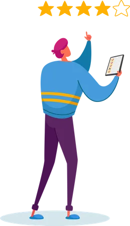 Man giving online rating  Illustration