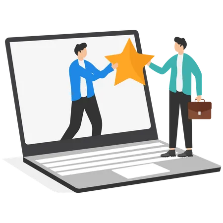 Man giving online star rating  Illustration