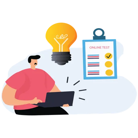 Man giving Online Test  Illustration