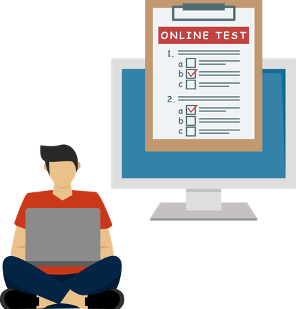 Man giving Online Test  Illustration