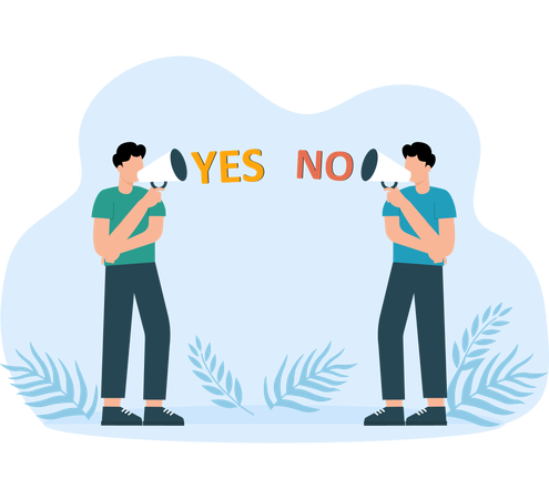 Man giving Opinion announcements do not match and professional learning  Illustration