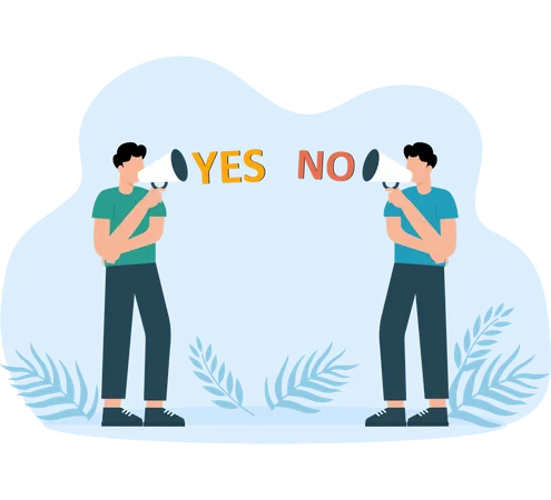 Man giving Opinion announcements do not match and professional learning  Illustration